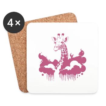 Cool Giraffe – Street Art Animal Motif - Dessous de verre (lot de 4) - blanc - Devant