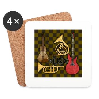Instruments de musique - Dessous de verre (lot de 4) - blanc - Devant