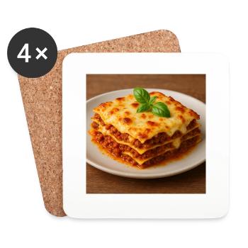 Essen - Lasagne - Untersetzer (4er-Set) - Weiß - Vorne