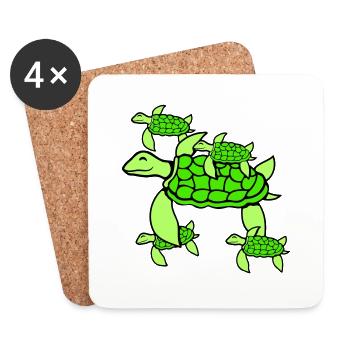 5 Water Turtles Children Mom Mother Father Dad - Coasters (set of 4) - white - Front