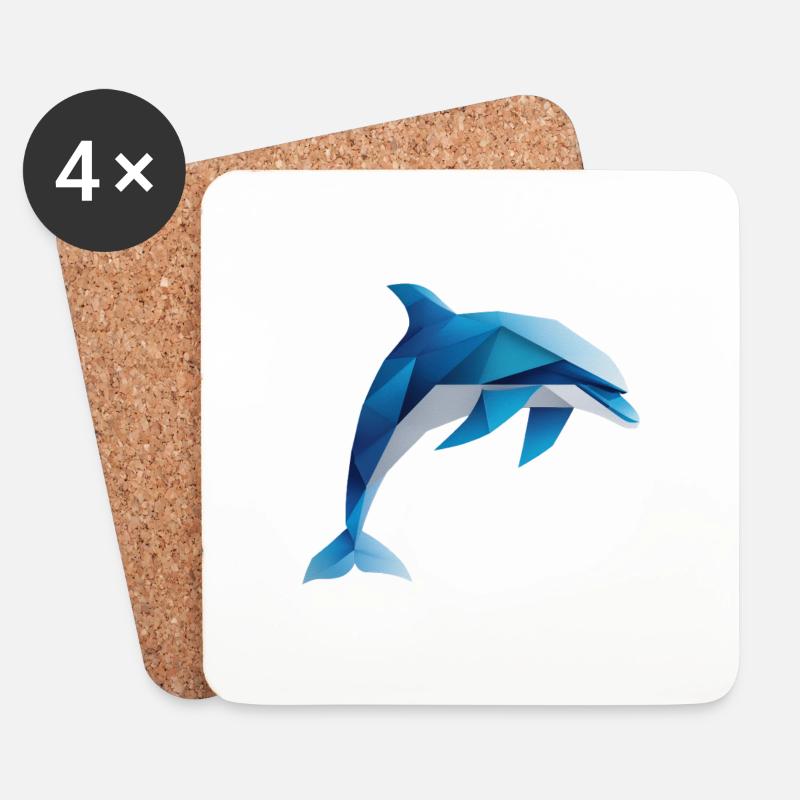 Tauchender Delfin, Wassertier - Untersetzer (4er-Set) - Weiß