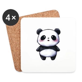 cute baby panda, chibi style - Coasters (set of 4) - white - Front