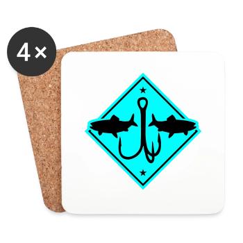 Pêche Icône de pêche - Dessous de verre (lot de 4) - blanc - Devant