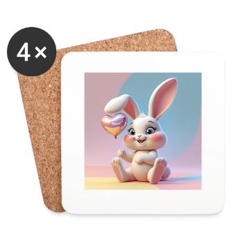 Zinzinuo – süßer Hase für alle - Untersetzer (4er-Set) - Weiß - Vorne
