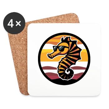 Hippocampe Bande dessinée cool - Dessous de verre (lot de 4) - blanc - Devant