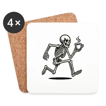 Skeleton Coffee Running Club - Coasters (set of 4) - white - Front