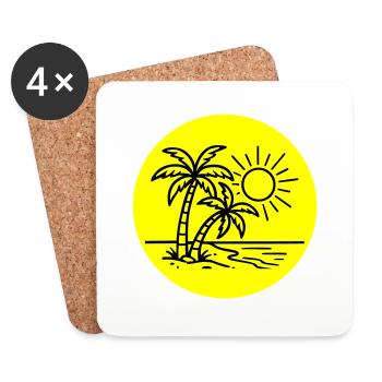 Island Palm Tree Symbol Holiday - Coasters (set of 4) - white - Front