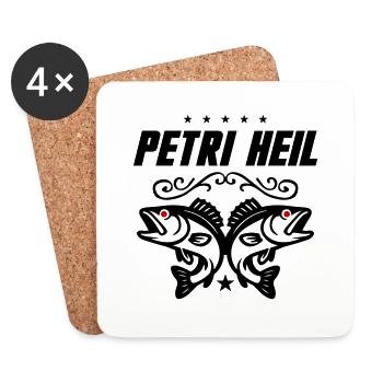 Petri Heil Fischen - Untersetzer (4er-Set) - Weiß - Vorne