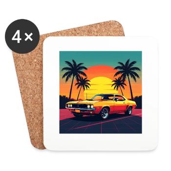 Voiture de collection - Dessous de verre (lot de 4) - blanc - Devant