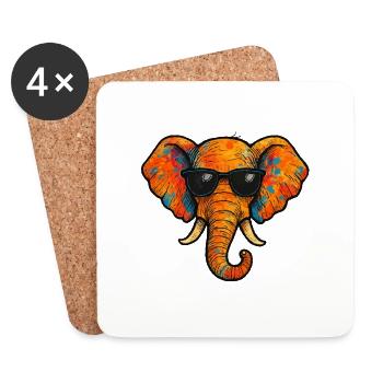 Elephant Color Comic - Coasters (set of 4) - white - Front