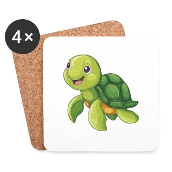tortue marine mignonne - Dessous de verre (lot de 4) - blanc - Devant