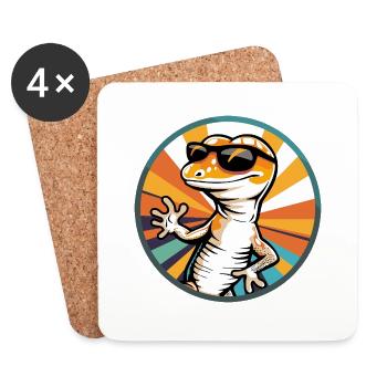 Lizard Comic Cool - Coasters (set of 4) - white - Front