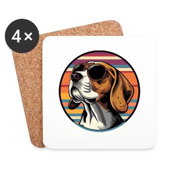 Beagle Hund Cool - Untersetzer (4er-Set) - Weiß - Vorne