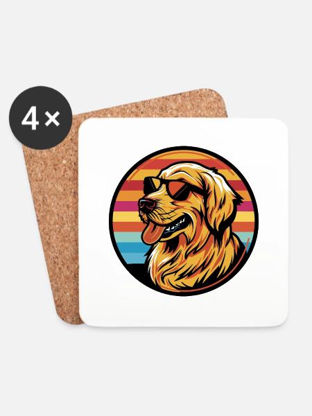 Golden Retriever Hund - Untersetzer (4er-Set) - Weiß
