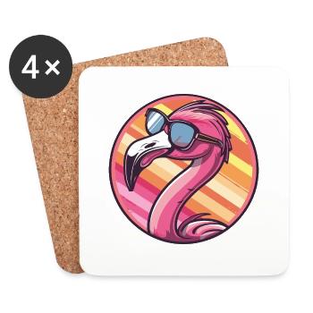 Flamingo Comic Cool - Coasters (set of 4) - white - Front