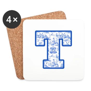 Blue Chinoiserie Letter - Coasters (set of 4) - white - Front