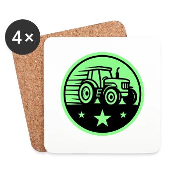 Agriculteur tracteur - Dessous de verre (lot de 4) - blanc - Devant