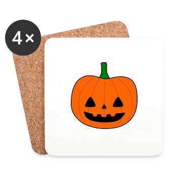 Citrouille d’Halloween - Dessous de verre (lot de 4) - blanc - Devant