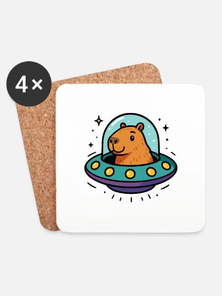 capybara ufo - Untersetzer (4er-Set) - Weiß