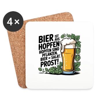 Beer = salad - Coasters (set of 4) - white - Front