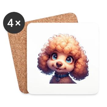 Toy Poodle Happy Face — Cute Cartoon Dog Smile - Coasters (set of 4) - white - Front