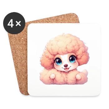 Caniche jouet rose — Faites sourire votre journée - Dessous de verre (lot de 4) - blanc - Devant