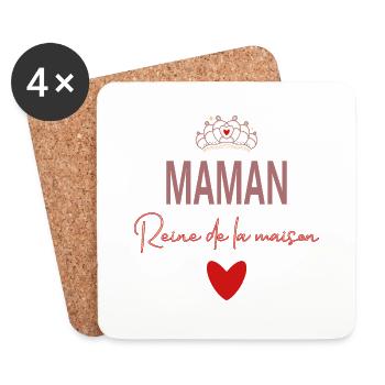 MAMAN – Reine de la maison | Cadeau de l' amour. - Dessous de verre (lot de 4) - blanc - Devant