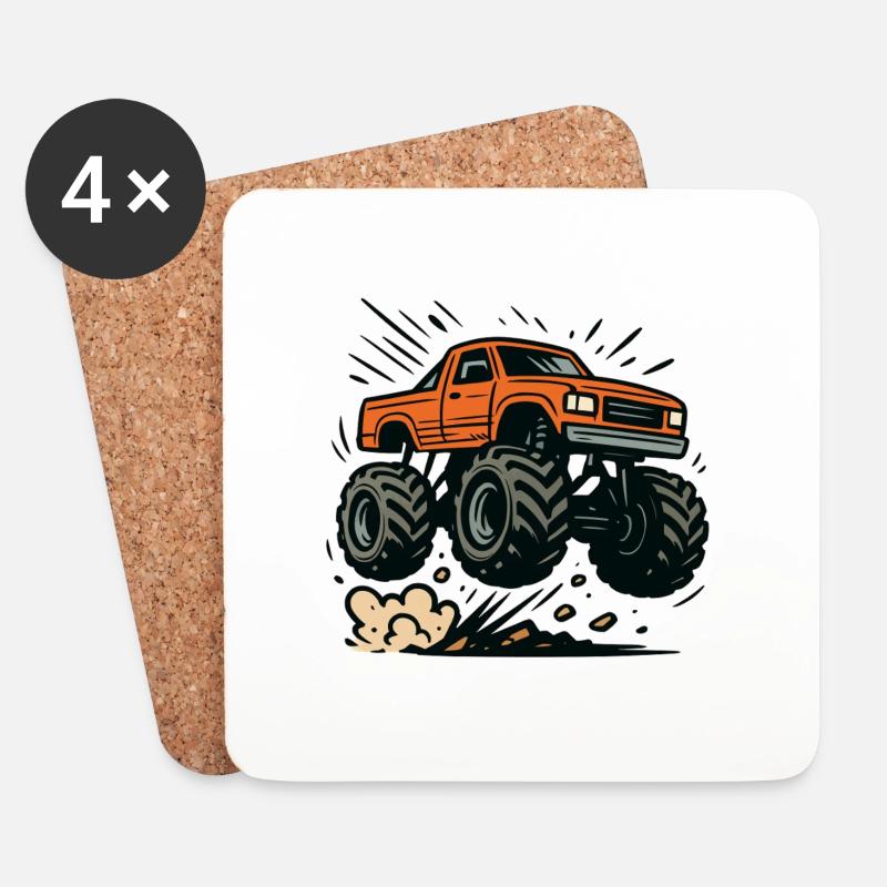 Monstertruck - Untersetzer (4er-Set) - Weiß