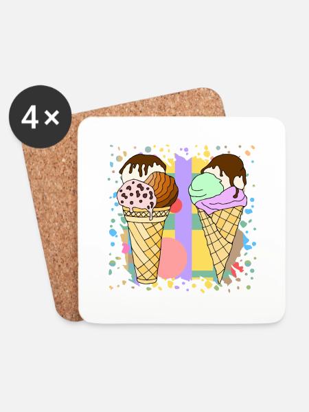 Eis - Untersetzer (4er-Set) - Weiß