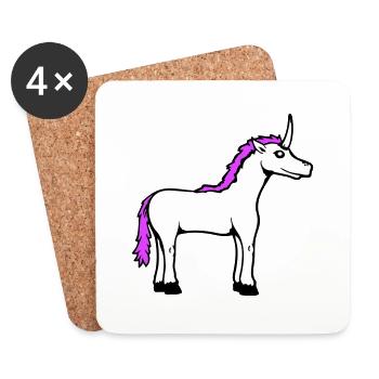 Licorne rose mignon mignon sympathique cheval de dessin animé - Dessous de verre (lot de 4) - blanc - Devant