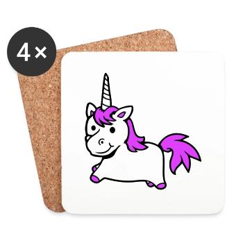 Einhorn Pink Süß Hübsch Freundlich Cartoon Pferd - Untersetzer (4er-Set) - Weiß - Vorne