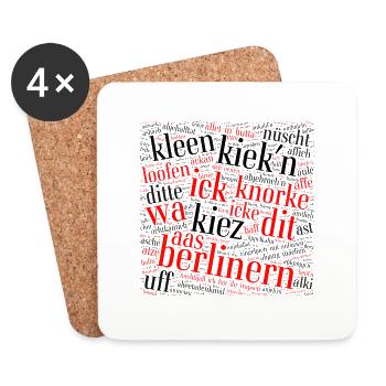 Berliner Schnauze – word cloud with dialect - Coasters (set of 4) - white - Front
