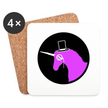 Licorne Sir Gentleman Mr. Rich Monocle Chapeau haut de forme - Dessous de verre (lot de 4) - blanc - Devant