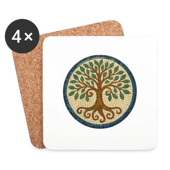 Tree of Life Mosaic - Coasters (set of 4) - white - Front