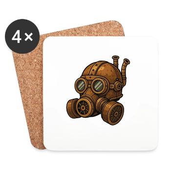 Gas Mask Steampunk - Coasters (set of 4) - white - Front