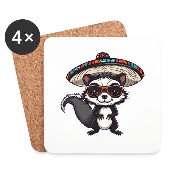 Stinktier Lustig Sombrero - Untersetzer (4er-Set) - Weiß - Vorne