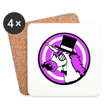 Licorne Sir Gentleman Mr. Rich Monocle Chapeau haut de forme - Dessous de verre (lot de 4) - blanc - Devant