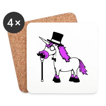 Licorne Sir Gentleman Mr. Rich Monocle Chapeau haut de forme - Dessous de verre (lot de 4) - blanc - Devant