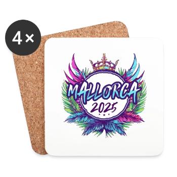 Mallorca 2025 Bunt - Untersetzer (4er-Set) - Weiß - Vorne