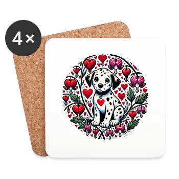 Valentinstag Dalmatiner mit blutenden Herzen - Untersetzer (4er-Set) - Weiß - Vorne