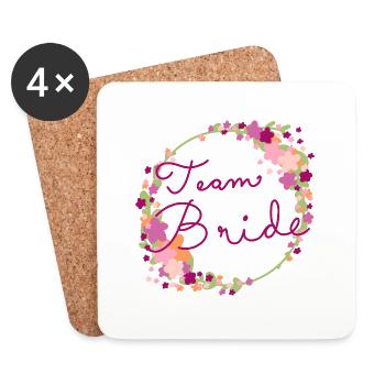 Team Bride /Team Braut - Untersetzer (4er-Set) - Weiß - Vorne