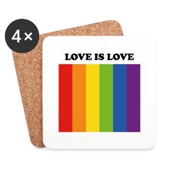 Drapeau LGBT LOVE IS LOVE - Dessous de verre (lot de 4) - blanc - Devant