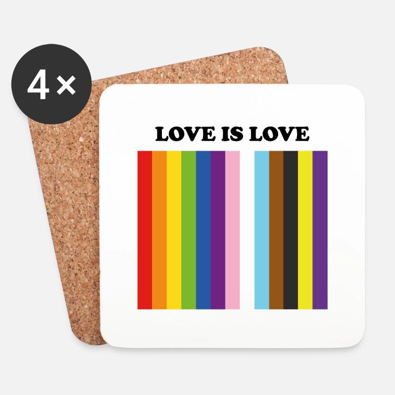 Fierté inclusive : l’amour, c’est l’amour - Dessous de verre (lot de 4) - blanc