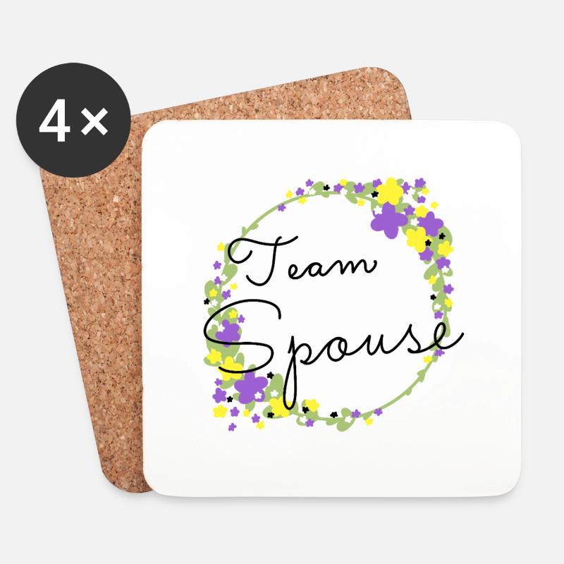 Team Spouse non binary/Team Verlobte:r nicht binär - Untersetzer (4er-Set) - Weiß