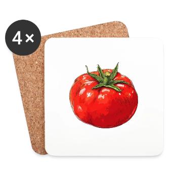 Tomate - Dessous de verre (lot de 4) - blanc - Devant