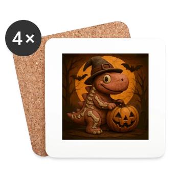 Halloween Kürbis Dino Kostüm Geschenk - Untersetzer (4er-Set) - Weiß - Vorne