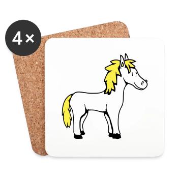 Horse Cute Pony Foal Horse Girl Cute Comic - Coasters (set of 4) - white - Front
