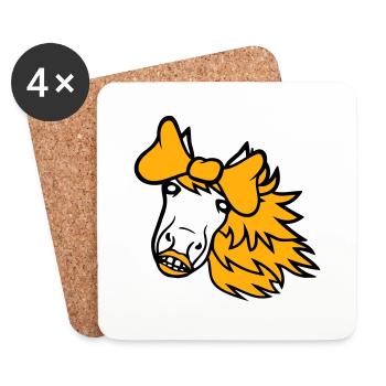 cheval mignon poney fille femelle fille cheval fille - Dessous de verre (lot de 4) - blanc - Devant