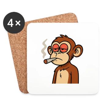 Chill Monkey – Funny Cartoon Design Stoner - Coasters (set of 4) - white - Front