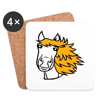 Horse Cute Pony Foal Long Hair Cute Comic - Coasters (set of 4) - white - Front